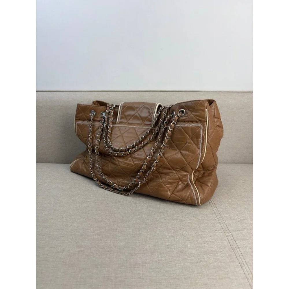 CHANEL Camel Aged Calfskin Reissue Shopping Tote Large SHW